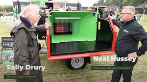 HortWeek technical editor Sally Drury with GreenMech direct sales manager Neal Hussey at the APF show